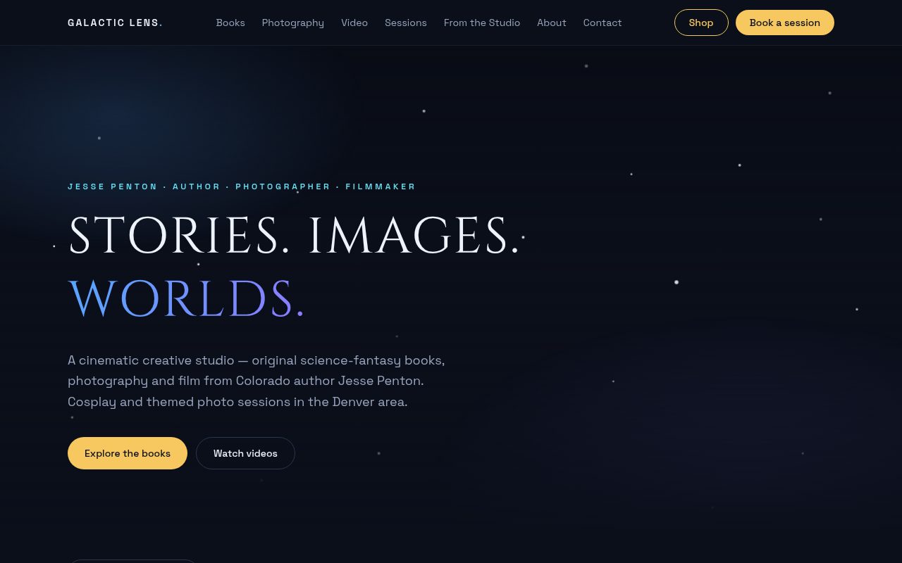 Home page of Galactic Lens Studio